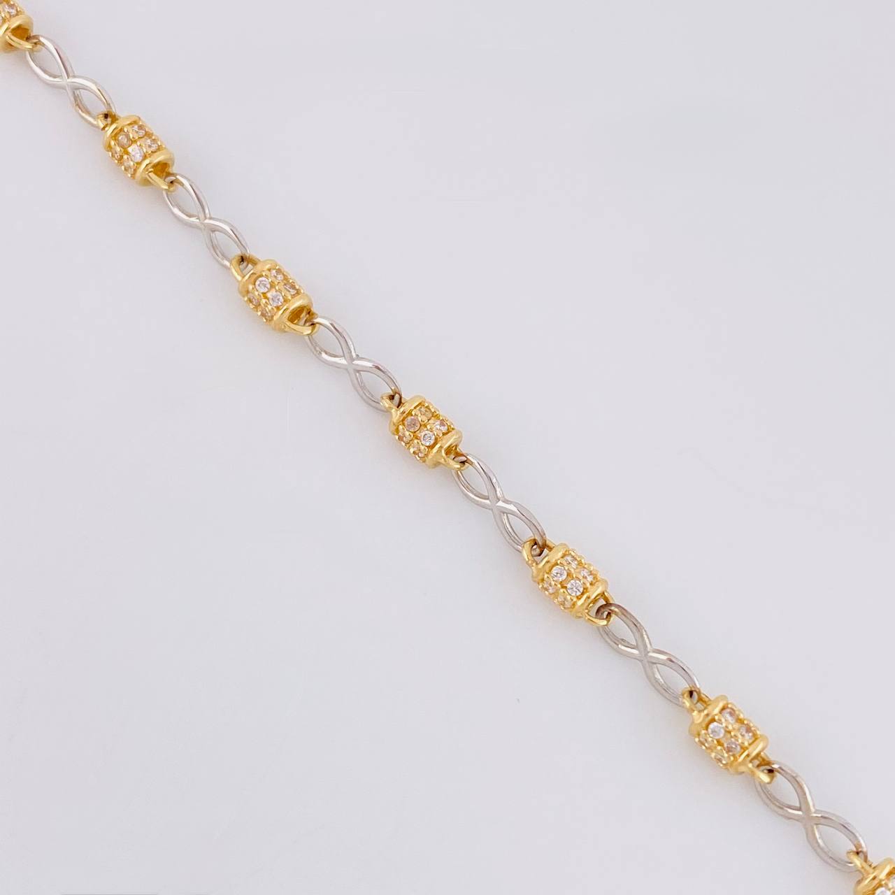 Cadena Rustica Infinito Barril 20g / 26 in / 3.4mm Dos Oros Amarillo Blanco 18K