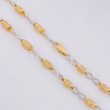 Cadena Rustica Infinito Barril 20g / 26 in / 3.4mm Dos Oros Amarillo Blanco 18K