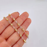 Cadena Rustica Infinito Barril 20g / 26 in / 3.4mm Dos Oros Amarillo Blanco 18K