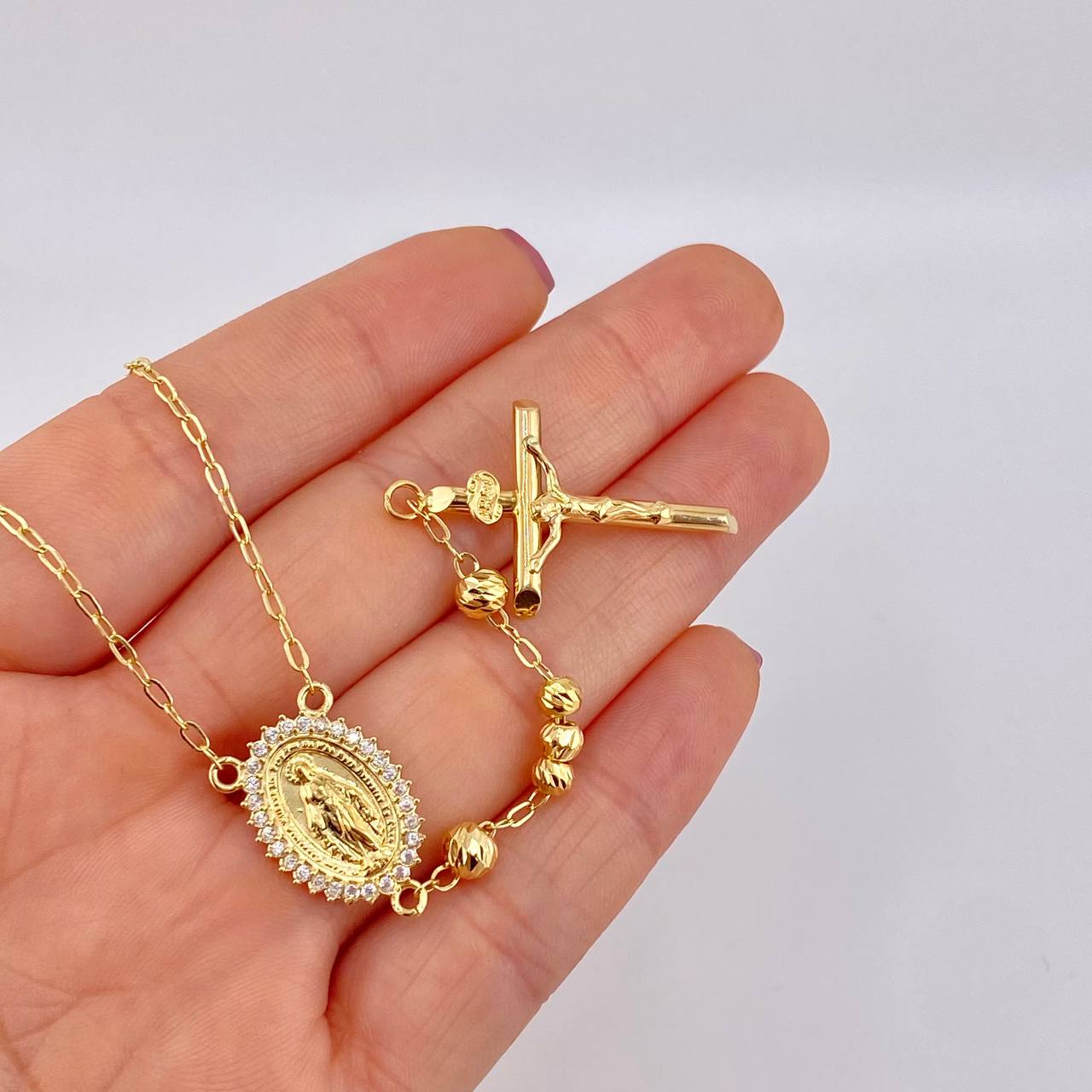 Rosary Miraculous Virgin 10.85g / 20 1/2 in / 4mm Yellow Gold 18K