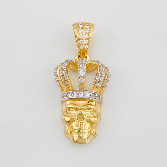 Dije Calavera Corona 4.2g / 1 1/4 in Dos Oros Amarillo Blanco 18K