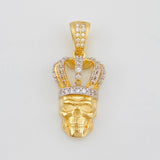 Dije Calavera Corona 4.2g / 1 1/4 in Dos Oros Amarillo Blanco 18K