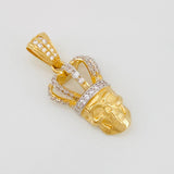 Dije Calavera Corona 4.2g / 1 1/4 in Dos Oros Amarillo Blanco 18K