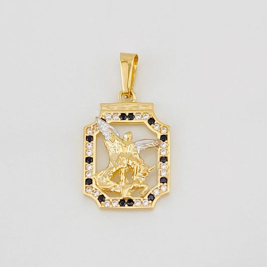 Pendant Saint Michael Archangel 2g / 1 in Two Golds Yellow White 18K