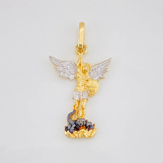 Pendant Saint Michael the Archangel 1.7g / 3/4 in Tri-Color Gold 18K