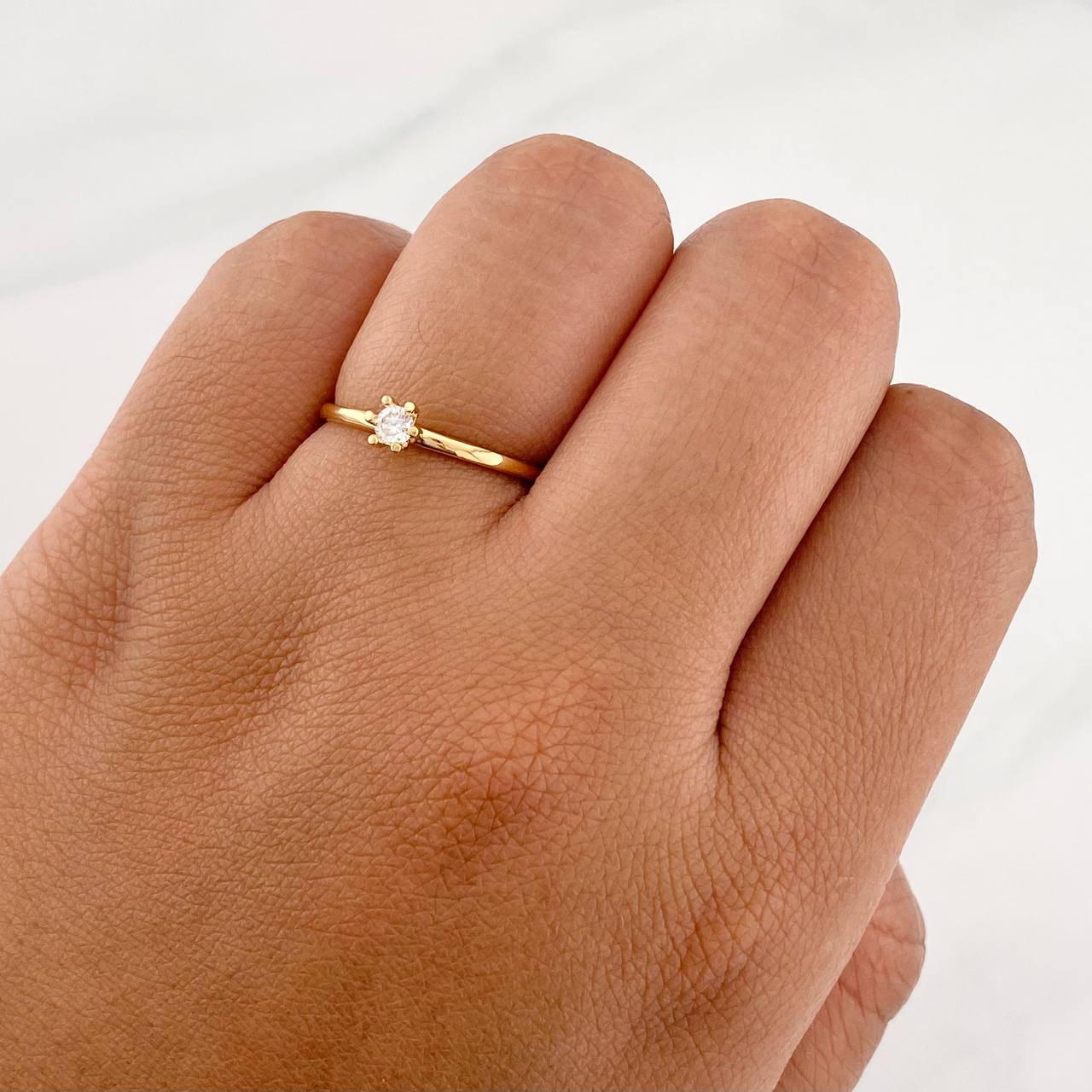 Solitaire Ring 1.45g / T7 3/4 Yellow Gold 18K