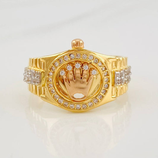 Crown Strap Ring 7.05g / T10 1/2 Three Golds 18K