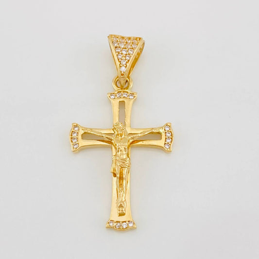 Pendant Cross of Christ 2.85g / 1 1/2 in Yellow Gold 18K