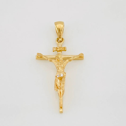 Pendant Cross Christ 2.45g / 1 1/4 in Yellow Gold 18K