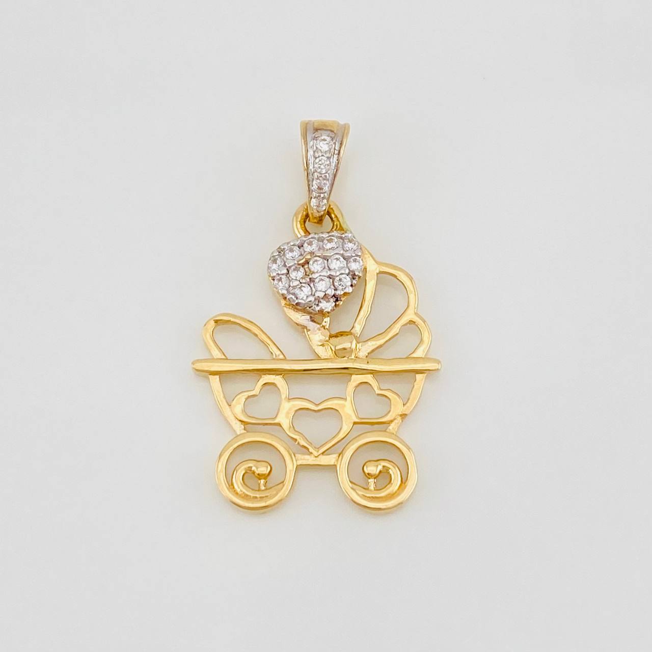 Dije Silueta Coche Corazones 1.65g / 1 in Dos Oros Amarillo Blanco 18K