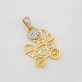 Dije Silueta Coche Corazones 1.65g / 1 in Dos Oros Amarillo Blanco 18K