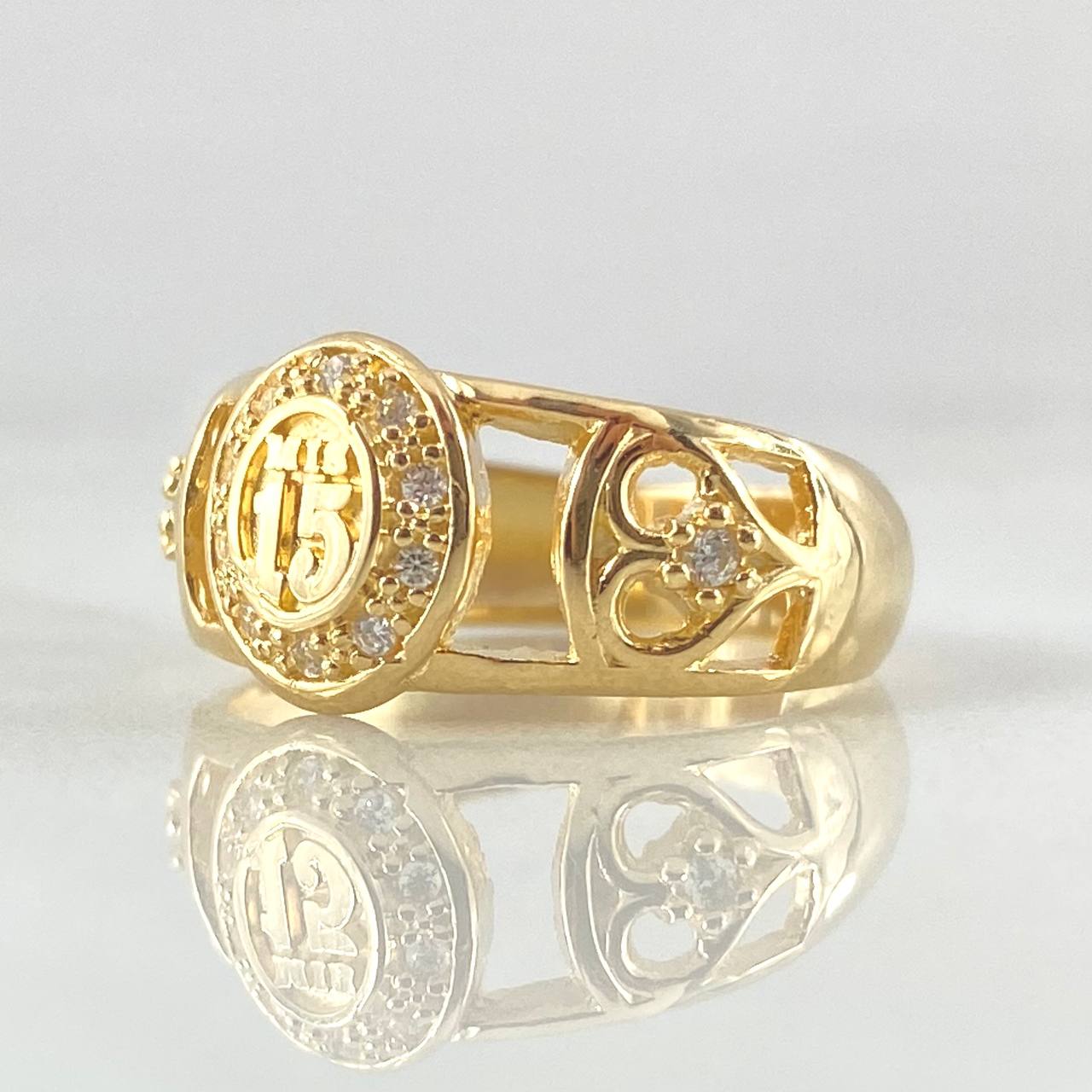 Ring 15s Beaded Hearts 4.2gr / Size 5 / 18K Gold *