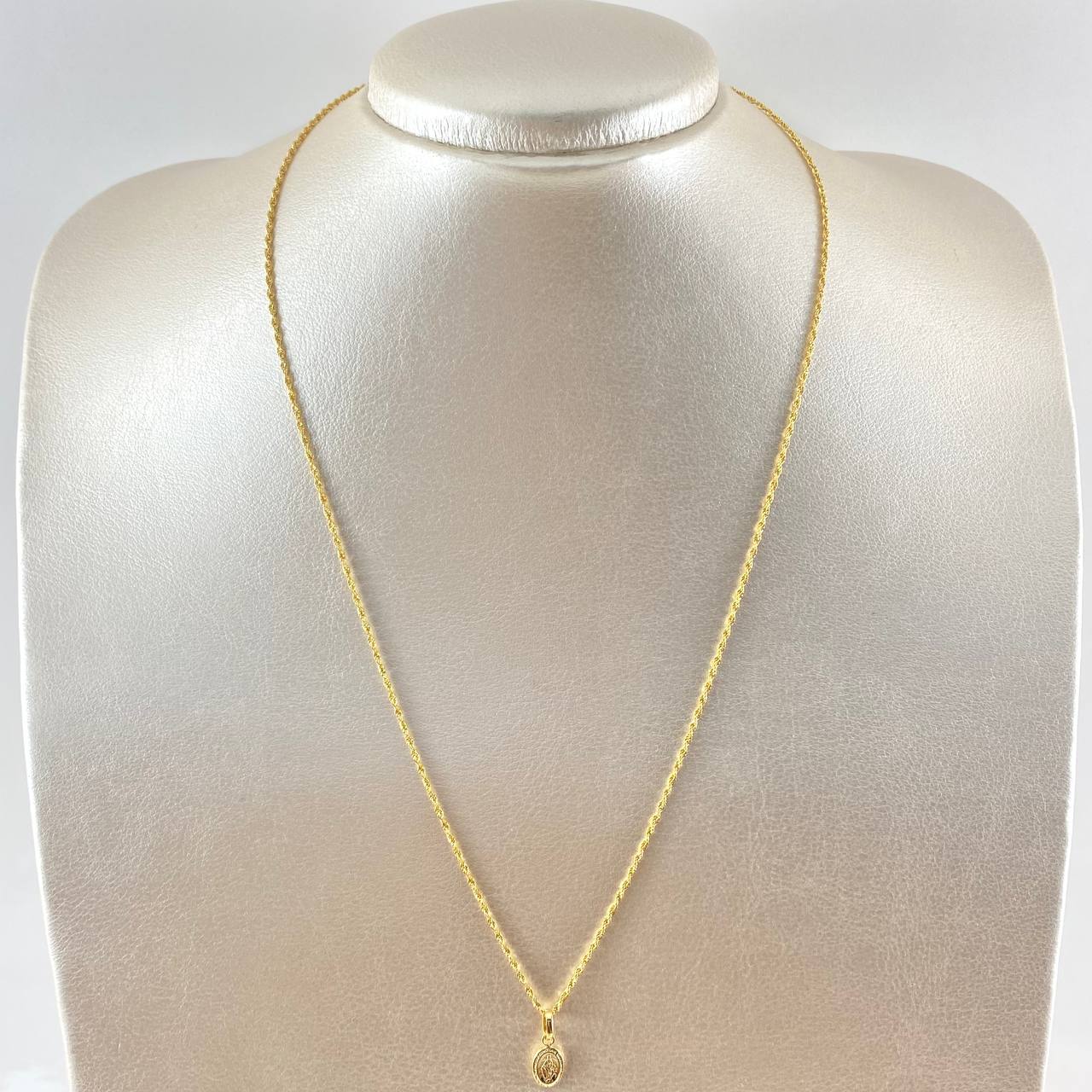 Set Rope Chain 0.95gr / 19.7in / 1.2mm + Pendant Miraculous Virgin 0.4gr / 0.6in / 1.35gr 18K Yellow Gold (Offer)