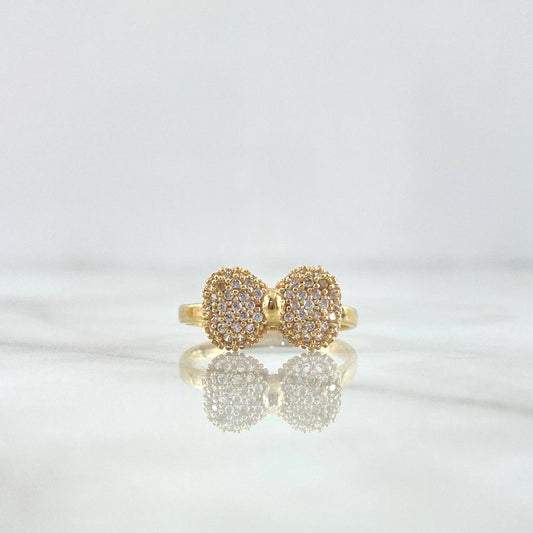 Bow Ring Basteado 2.45gr / Size 6 / 1/4 / White Zircons Yellow Gold