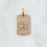 Pendant Children's Plate 7.35gr / 3.8cm White Zircons Two-tone White and Rose Gold* (Offer)