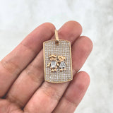 Pendant Children's Plate 7.35gr / 3.8cm White Zircons Two-tone White and Rose Gold* (Offer)