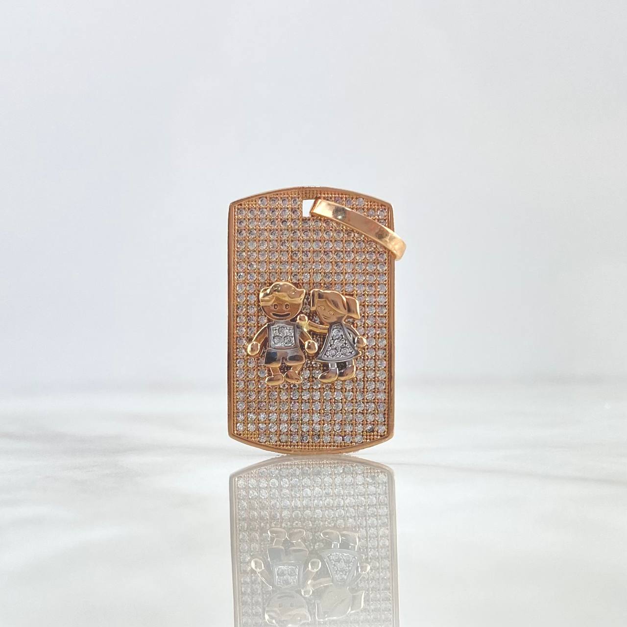 Pendant Children's Plate 7.35gr / 3.8cm White Zircons Two-tone White and Rose Gold* (Offer)