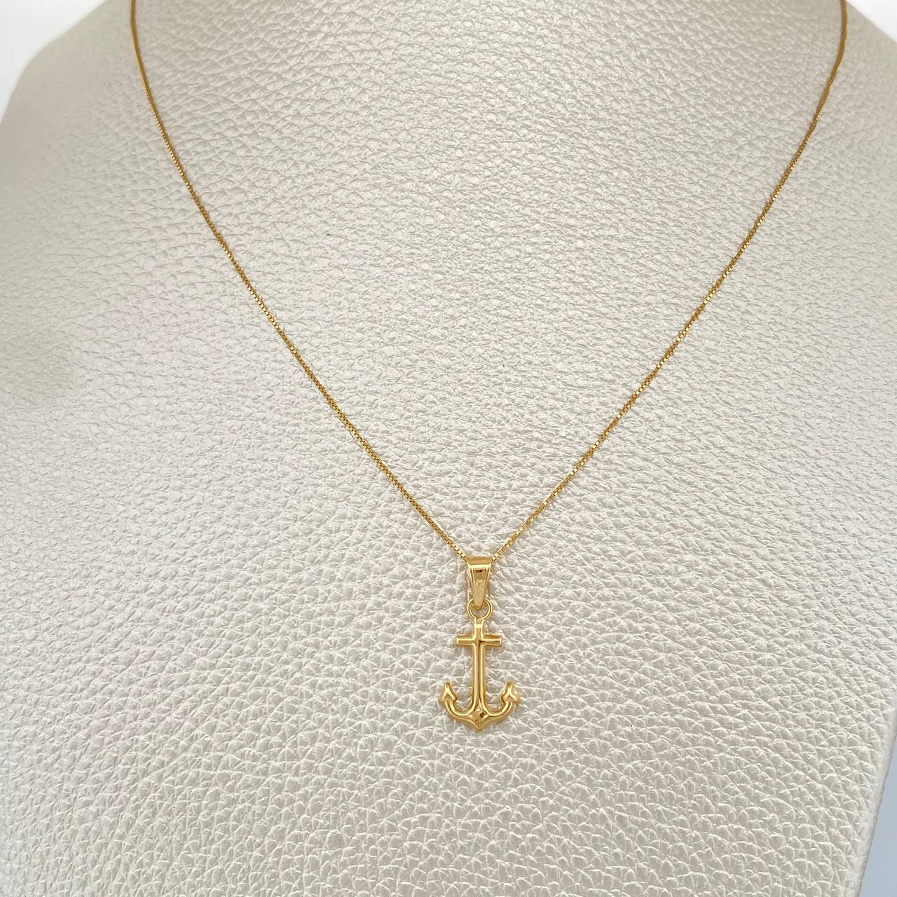 Set Cadena y Dije Veneciana + Ancla 1.4gr / 0.6mm Oro Amarillo 18K &