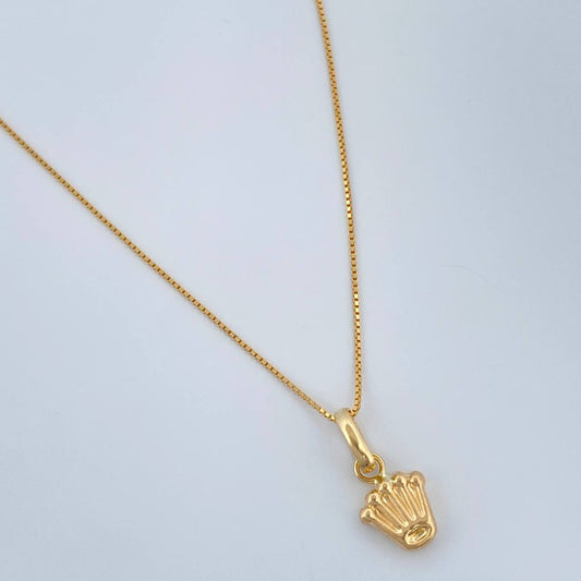 Set Cadena y Dije Veneciana + Corona Rx 1.25gr / 0.55mm Oro Amarillo 18K &