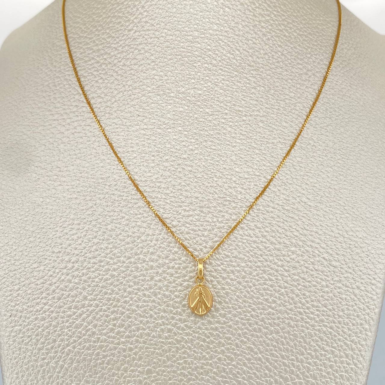 Set Cadena y Dije Veneciana + Jesus Misericordia 2.1gr / 0.6mm Oro Amarillo 18K &