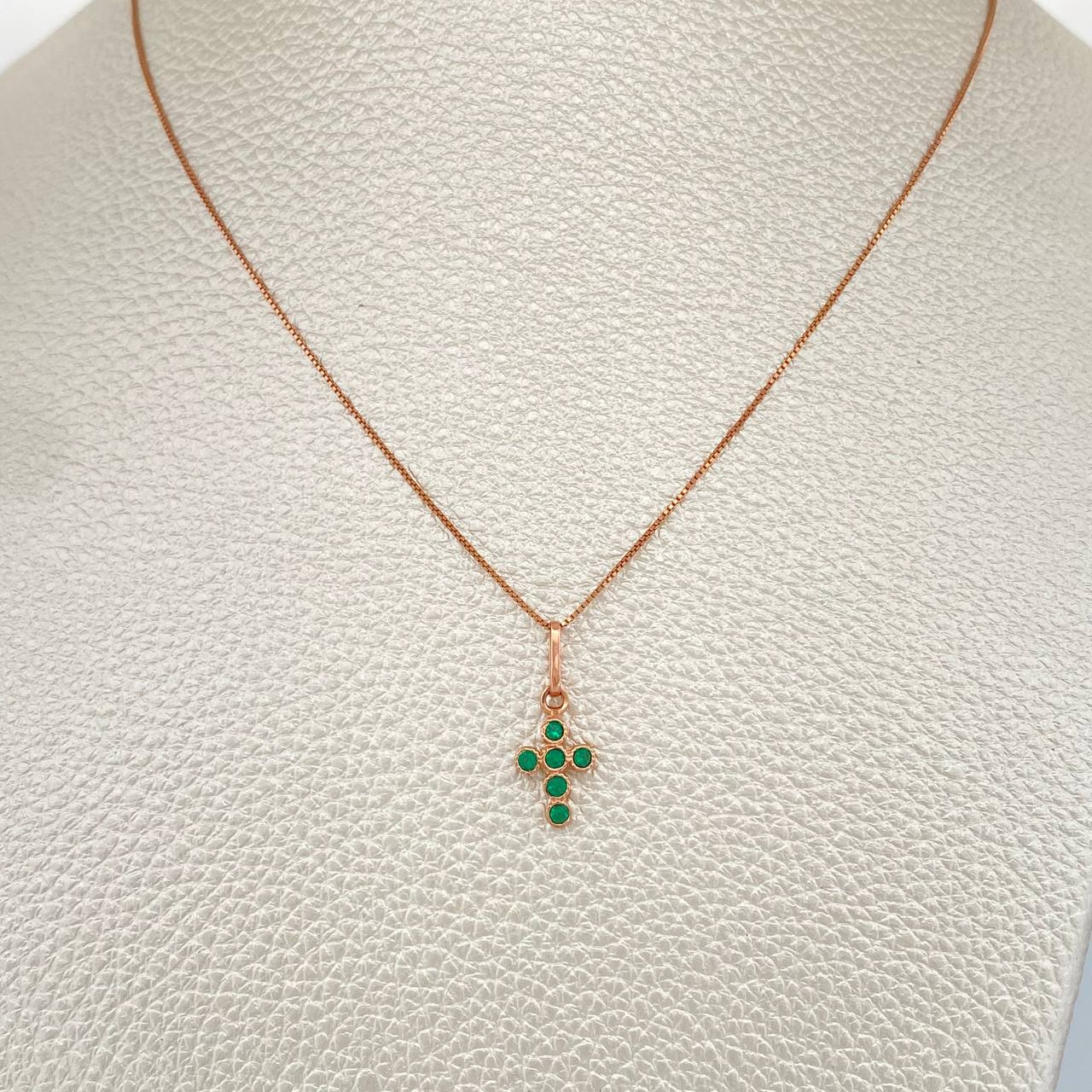 Set Cadena y Dije Veneciana + Cruz 1.8gr / 0.55mm Oro Rosa 18K &