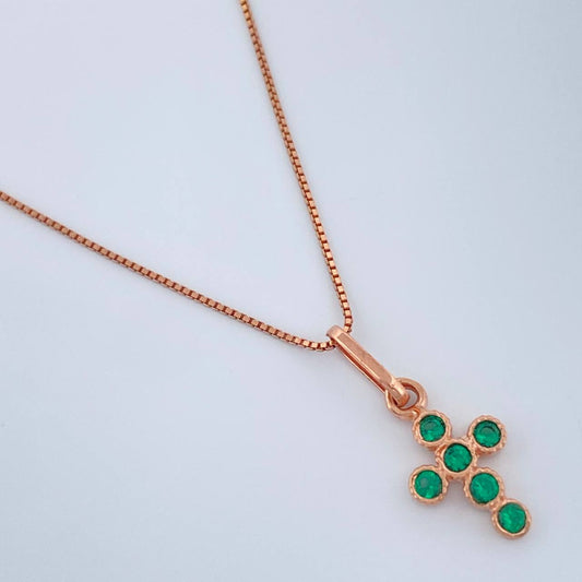 Set Cadena y Dije Veneciana + Cruz 1.8gr / 0.55mm Oro Rosa 18K &