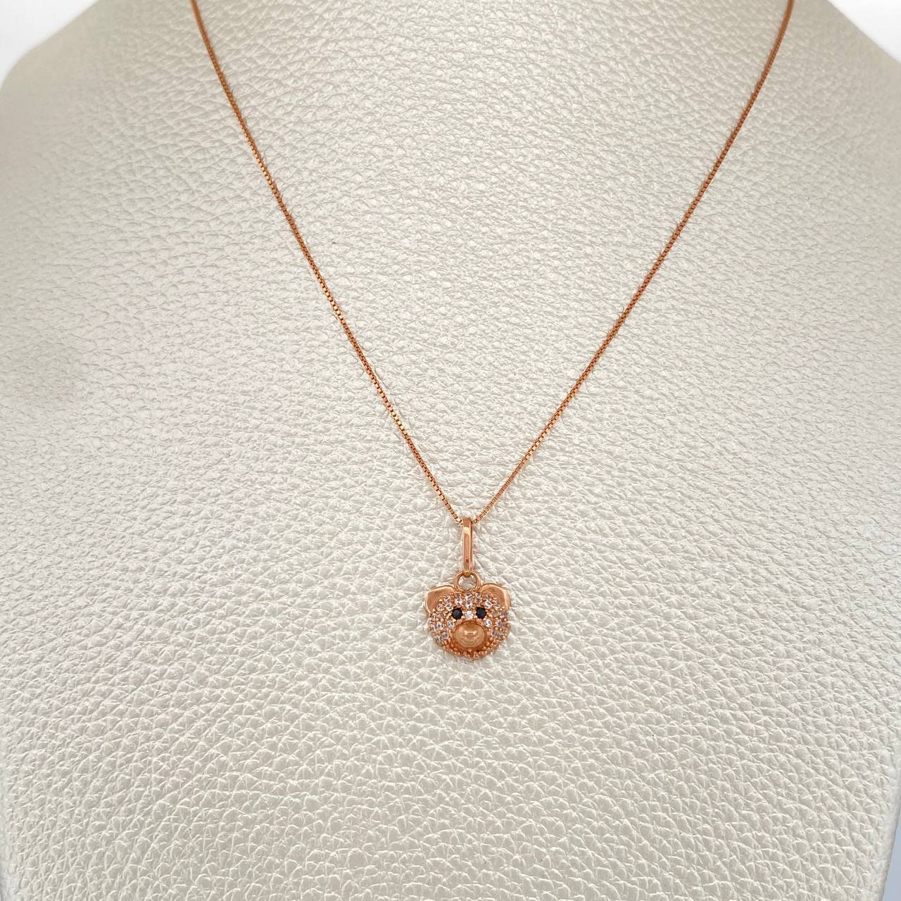 Set Cadena y Dije Veneciana + Oso 2.5gr / 0.6mm Oro Rosa 18K &