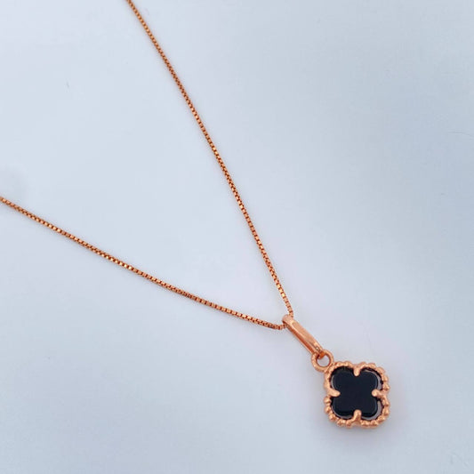 Set Cadena y Dije Veneciana + Trebol 1.95gr / 0.5mm Oro Rosa 18K &