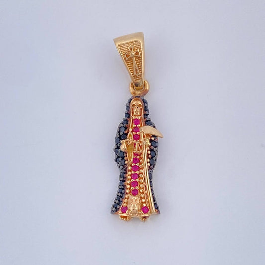 Santa Muerte Pendant 2.7gr / 1.3in / Two Tone Black Yellow 18K Gold &