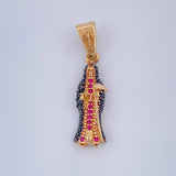 Santa Muerte Pendant 2.7gr / 1.3in / Two Tone Black Yellow 18K Gold &