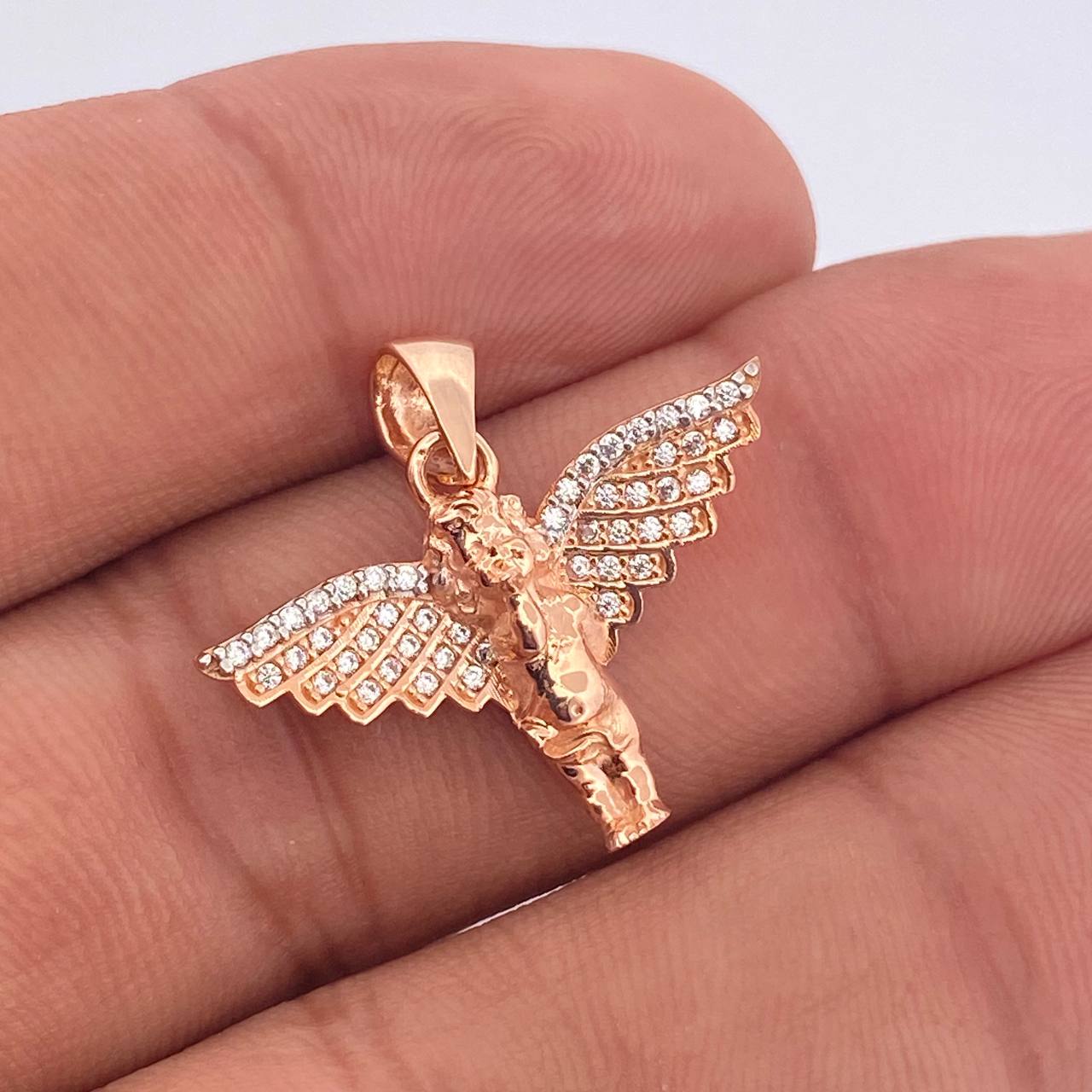 Dije Angel 2.8gr / 1 in / Dos Oros Rosa Blanco 18K &