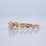 Anillo Solitario Hojas Intercaladas 1.7gr / T7 1/4 / Oro Amarillo 18K &