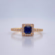 Square Halo Ring 2gr / Size 7 1/4 / 18K Yellow Gold &