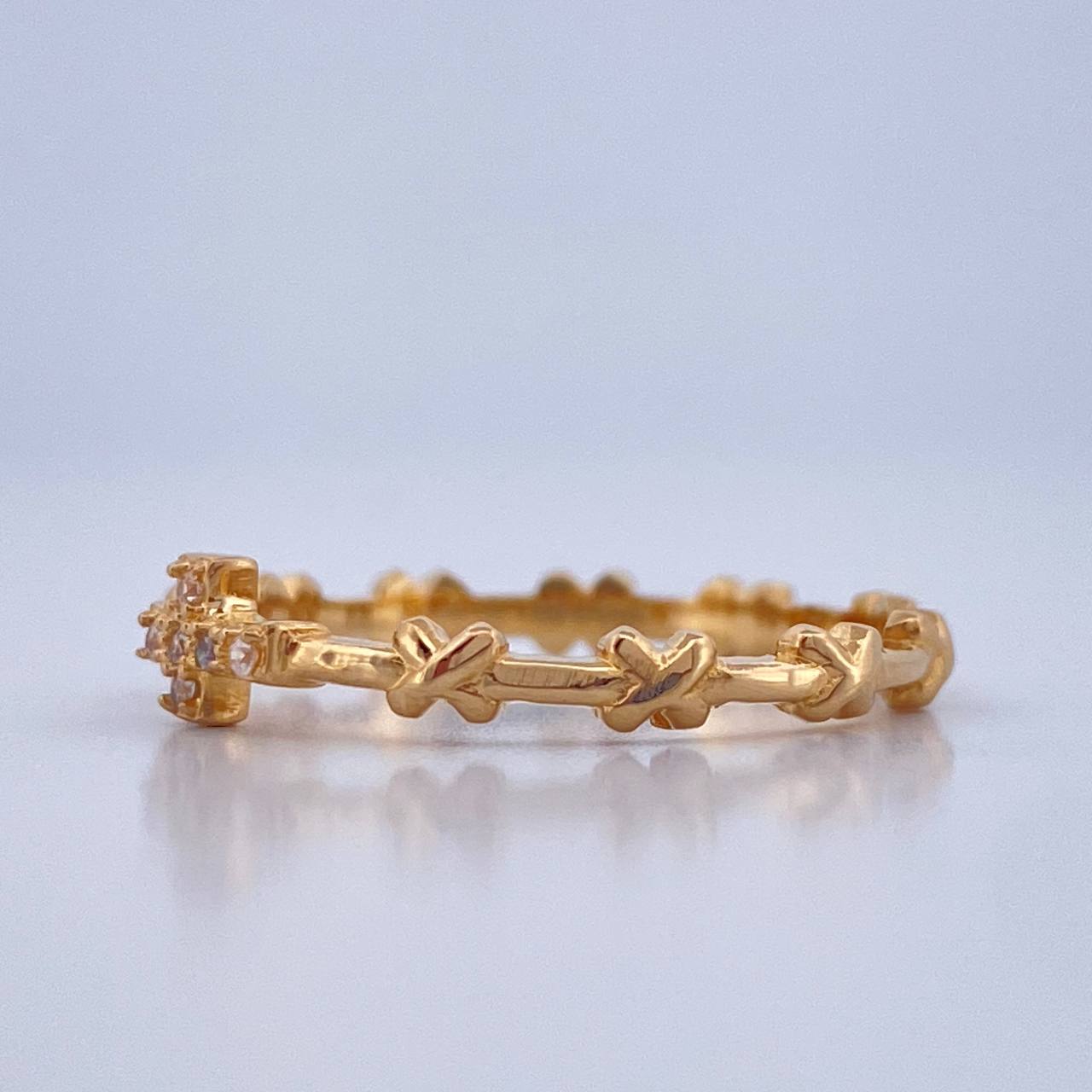 Cross Crossed Ring 1.75gr / Size 7 1/2 / 18K Gold