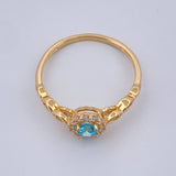 Anillo Solitario Halo Flor Ojos 1.85gr / T7 / Oro Amarillo 18K &
