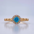 Anillo Solitario Halo Flor Ojos 1.85gr / T7 / Oro Amarillo 18K &