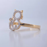 Anillo Gato 1.8gr / T7 1/4 / Dos Oros Amarillo Blanco18K &