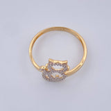 Anillo Gato 1.8gr / T7 1/4 / Dos Oros Amarillo Blanco18K &