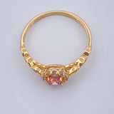 Anillo Solitario Halo Flor Ojos 1.85gr / T6 1/2 / Oro Amarillo 18K &
