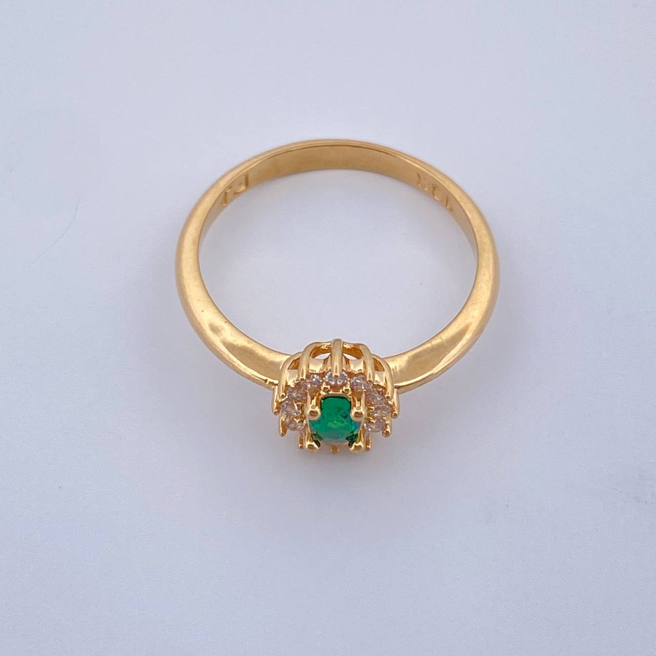 Anillo Solitario Halo 2.55gr / T6 1/4 / Oro Amarillo 18K &