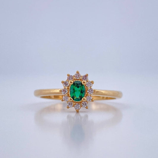 Anillo Solitario Halo 2.55gr / T6 1/4 / Oro Amarillo 18K &