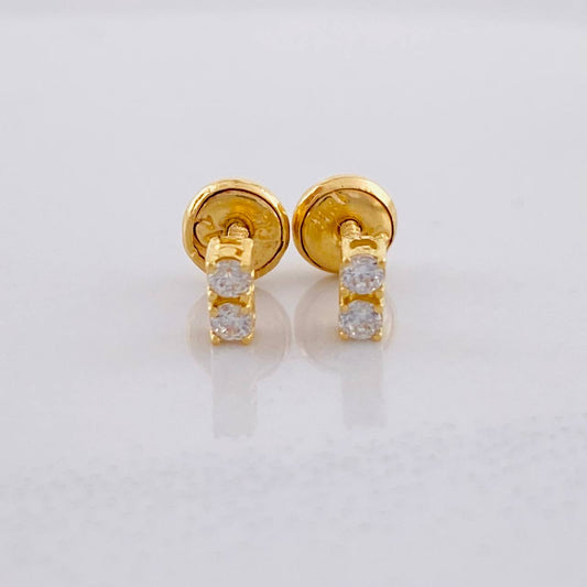 Stud Earrings Duo Chispas 1.15g / in / 0.6cm Yellow Gold 18K