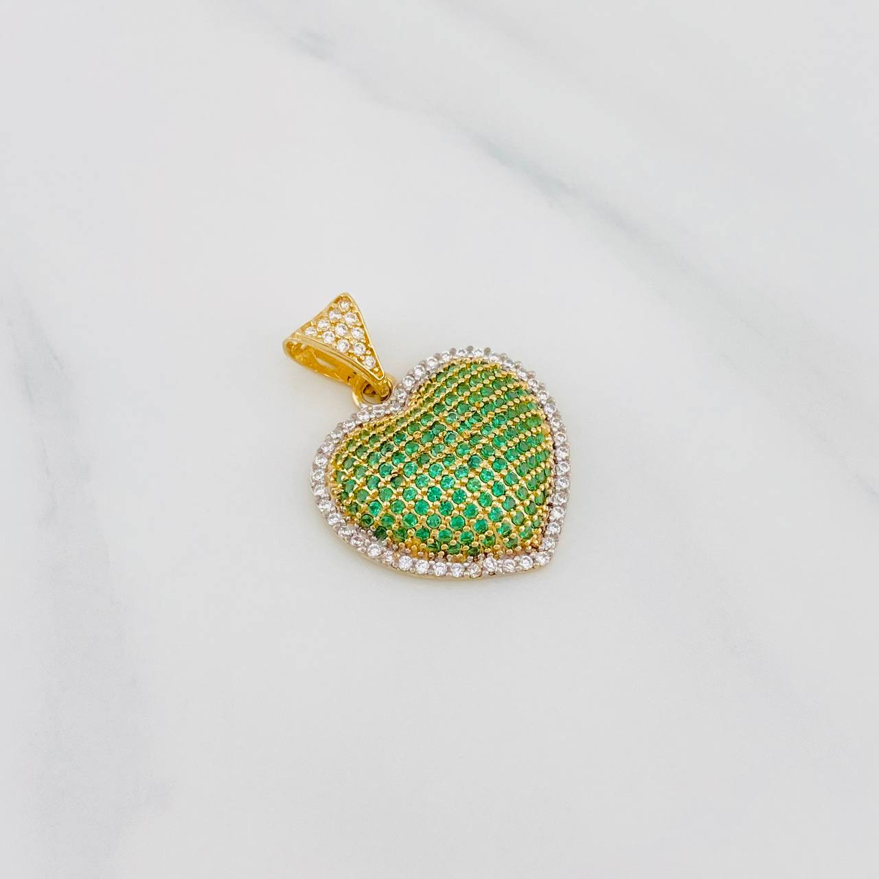 Dije Corazón Tupido 3.5g / 1 in Dos Oros Amarillo Blanco 18K