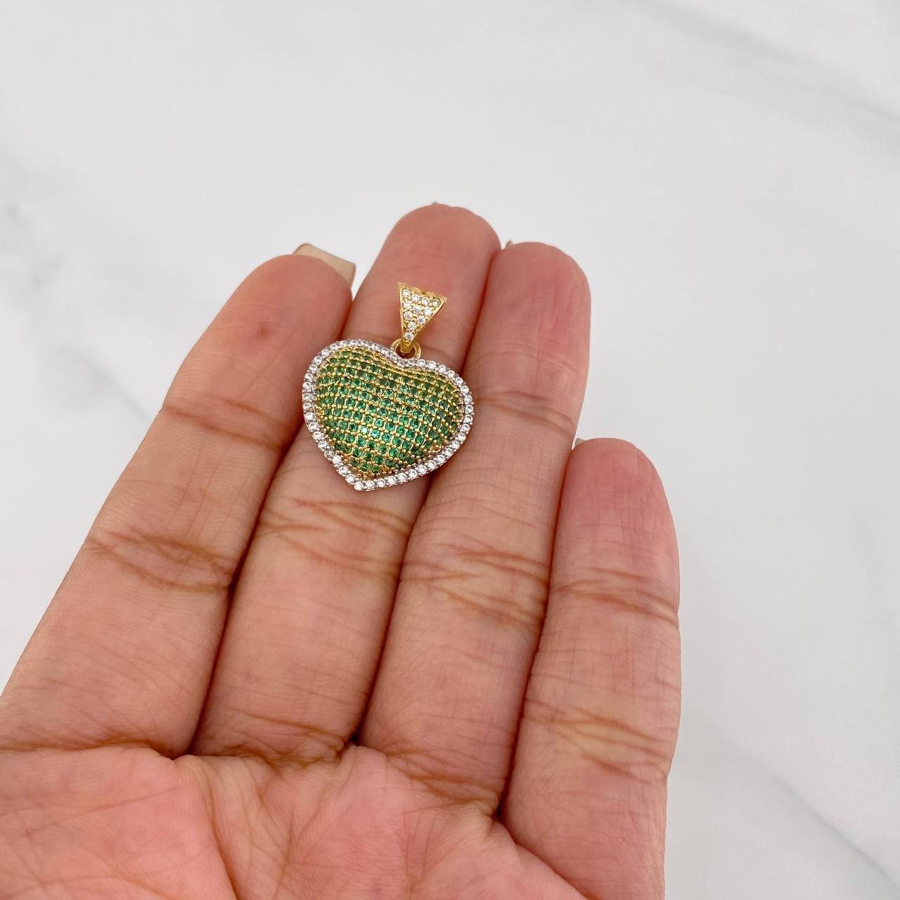 Dije Corazón Tupido 3.5g / 1 in Dos Oros Amarillo Blanco 18K