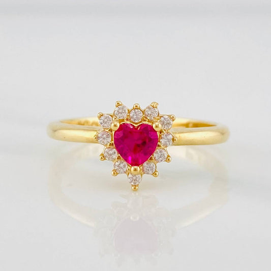 Anillo Halo Corazón 2.55g / T6 Oro Amarillo 18K