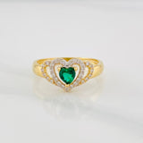Anillo Halo Doble Corazón 2.3g / T7 Oro Amarillo 18K