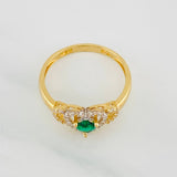 Anillo Halo Doble Corazón 2.3g / T7 Oro Amarillo 18K