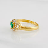 Anillo Halo Doble Corazón 2.3g / T7 Oro Amarillo 18K