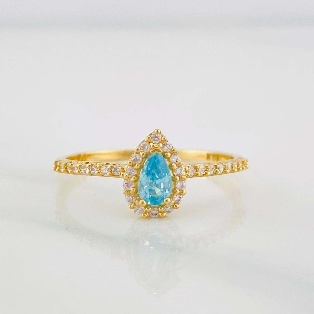 Anillo Halo Gota 1.45g / T7 Oro Amarillo 18K