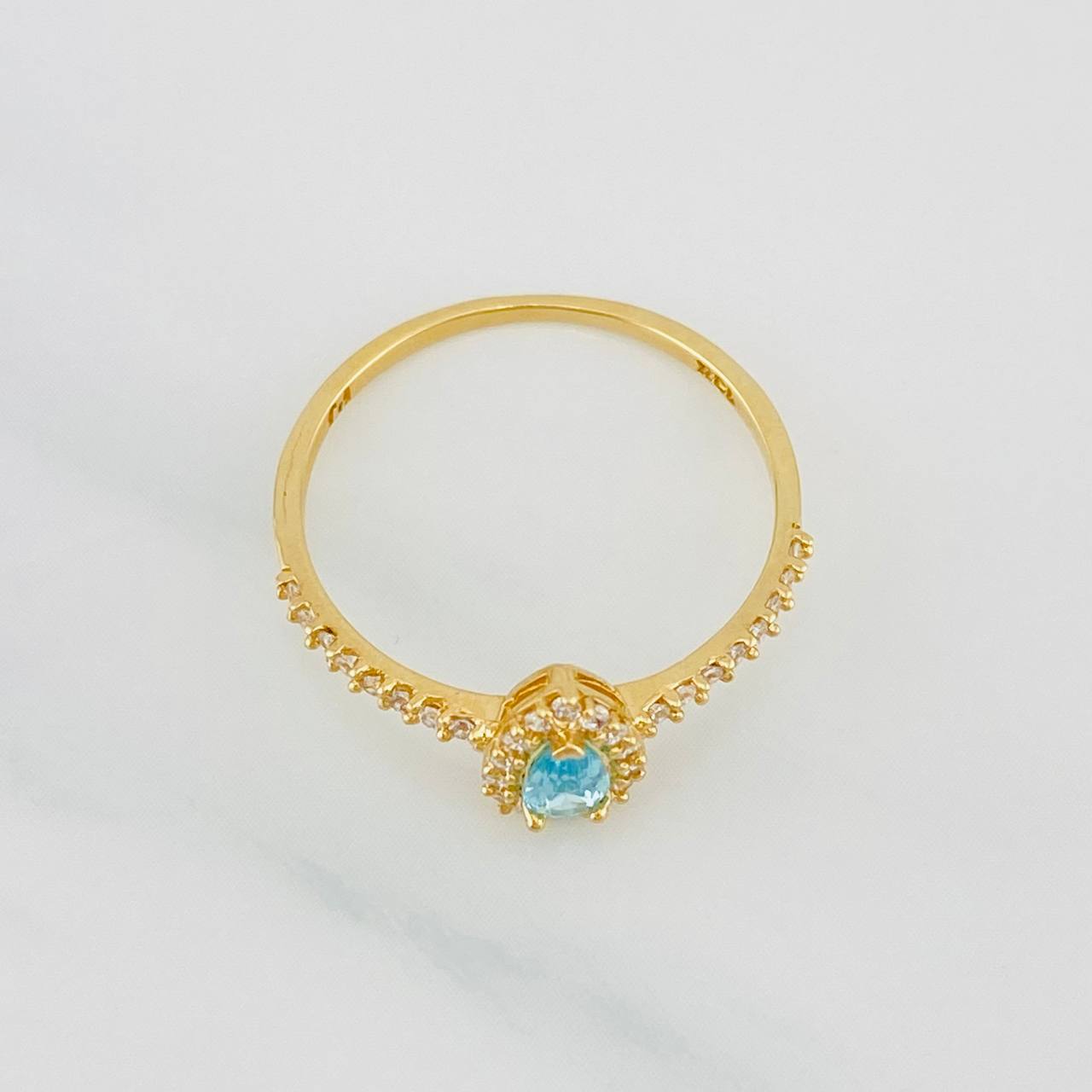 Anillo Halo Gota 1.45g / T7 Oro Amarillo 18K